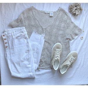 crocheted button up shirt